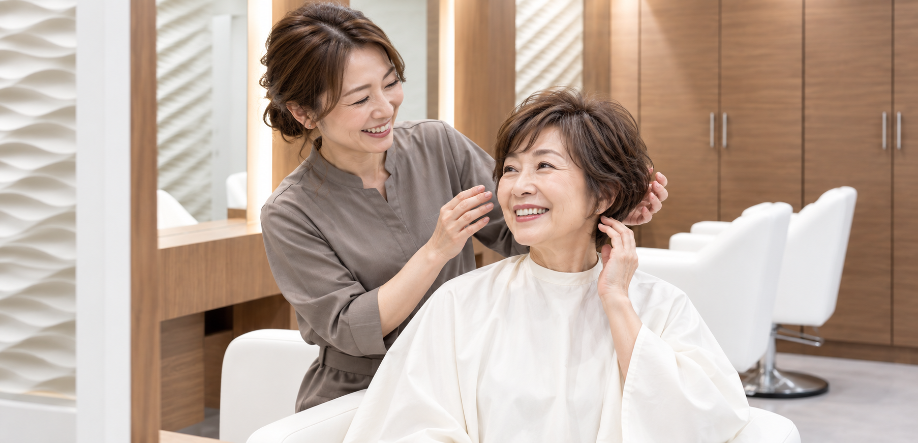 シニアのお客様と会話するBOISのスタッフ