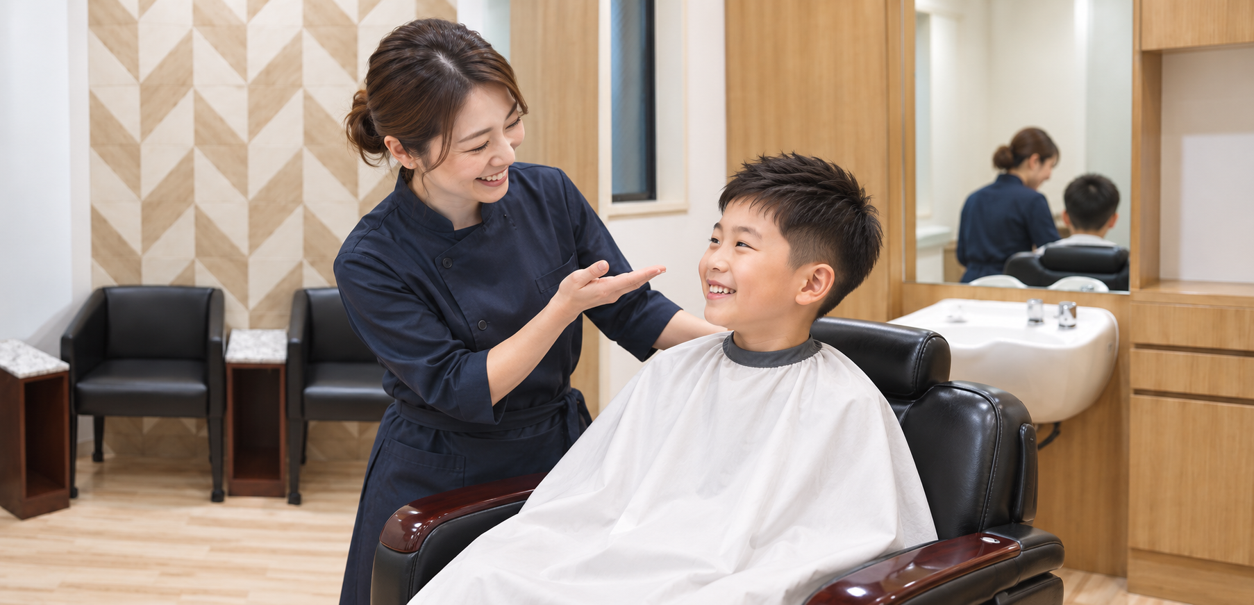 お子様に優しく対応するFUJIMORIのスタッフ
